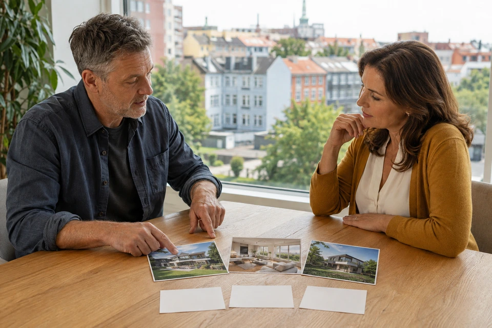 Symbolische Auswahl mehrerer möglicher Immobilienkontakte